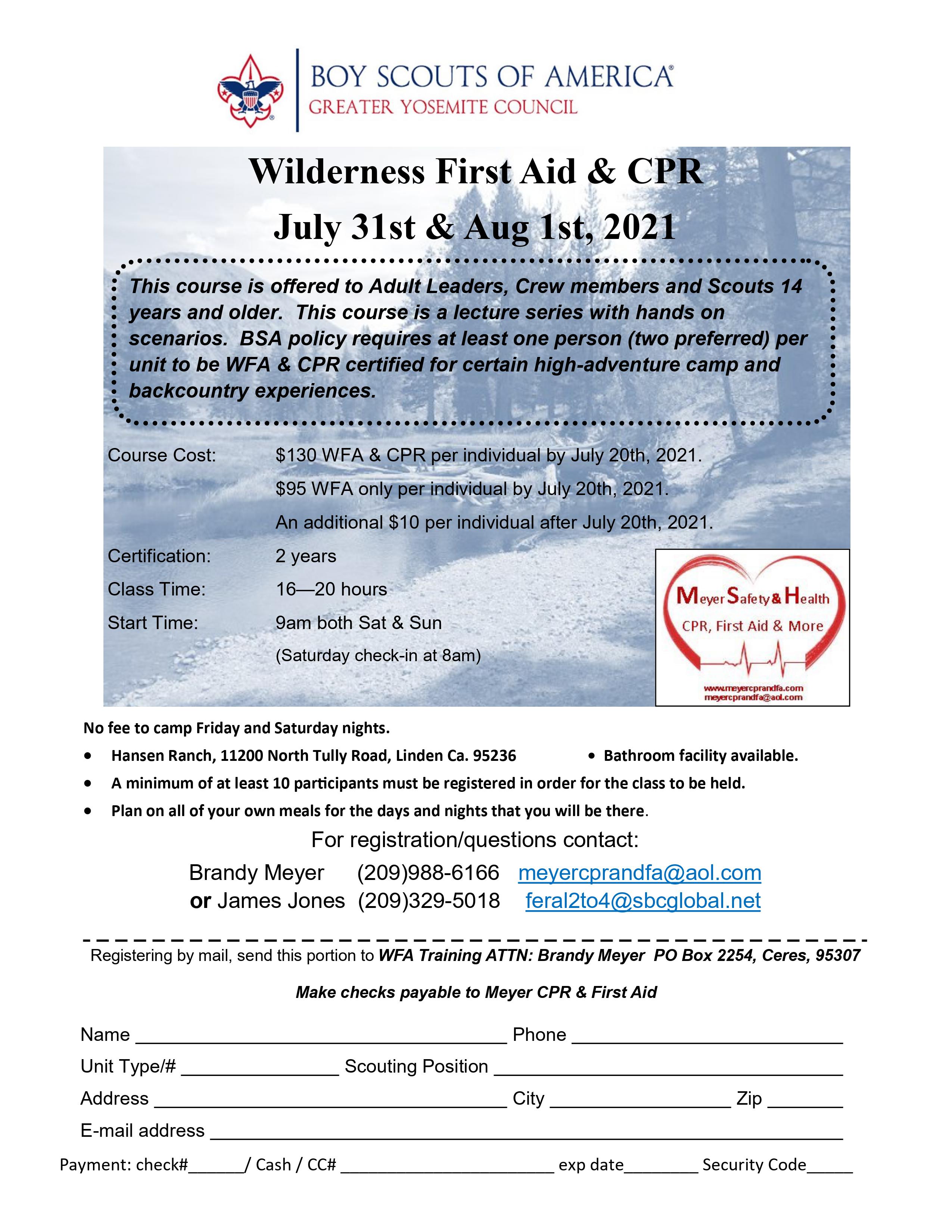 Wilderness First Aid and CPR 